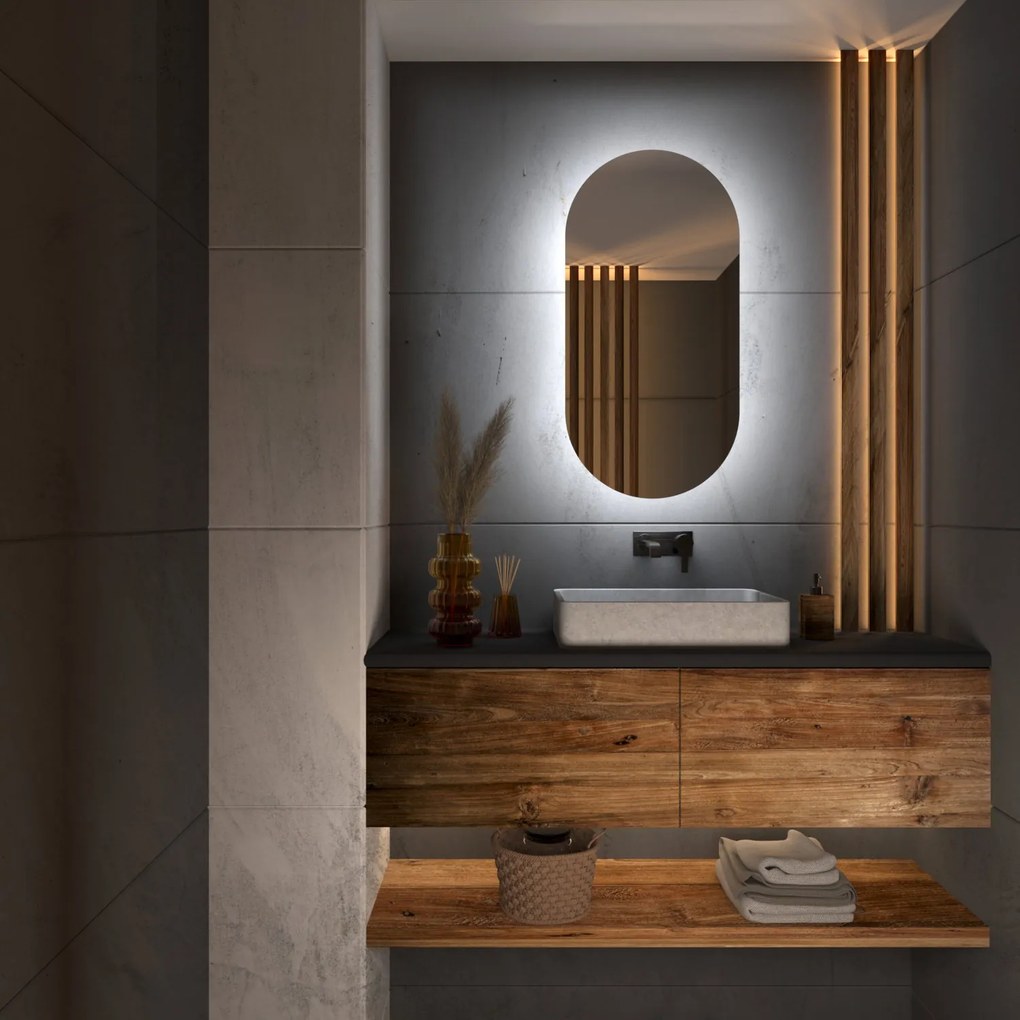 Capsulevormige spiegel met LED-verlichting G3