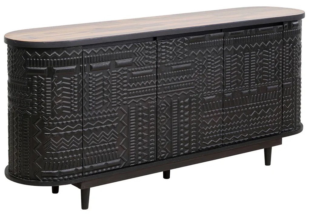 Kare Design Berber Ovaal Dressoir Houtsnijwerk - 160x38x75cm.