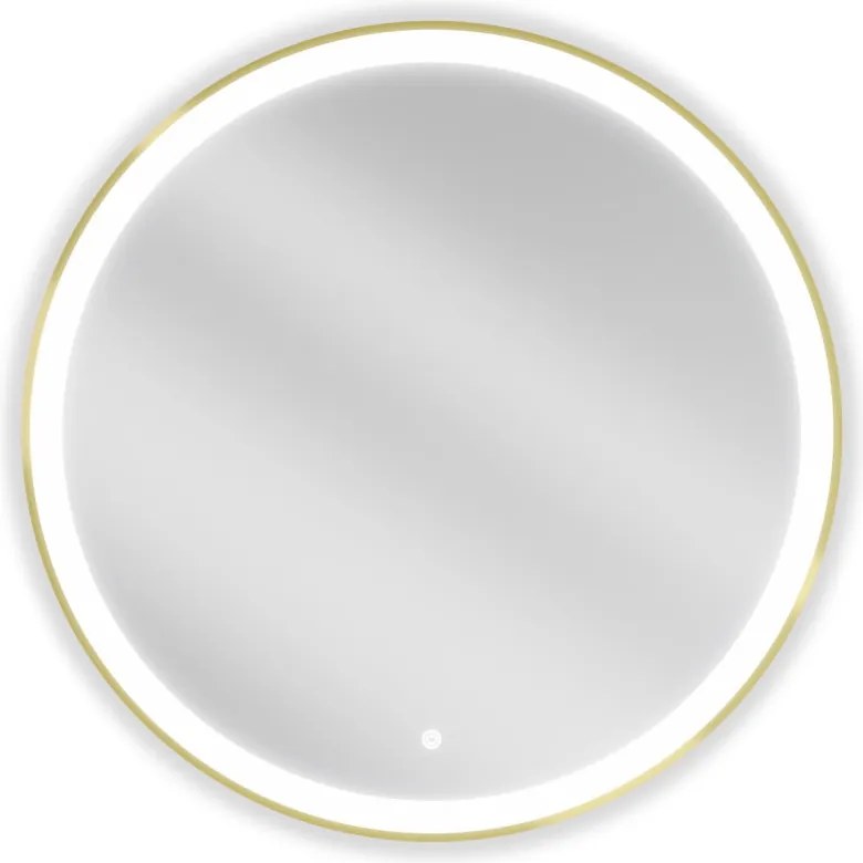 Mexen Esso rond, verlicht badkamerspiegel, 80 cm, LED 6000K, anti-condens, gouden frame - 9825-080-080-611-50