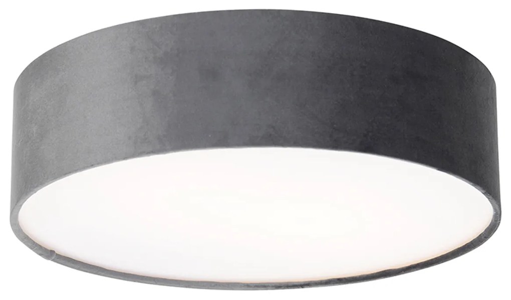 Moderne plafondlamp grijs 40 cm met gouden binnenkant - Drum
