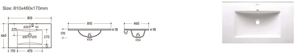 Comad Lava keramische wastafel 81x46cm zwart mat