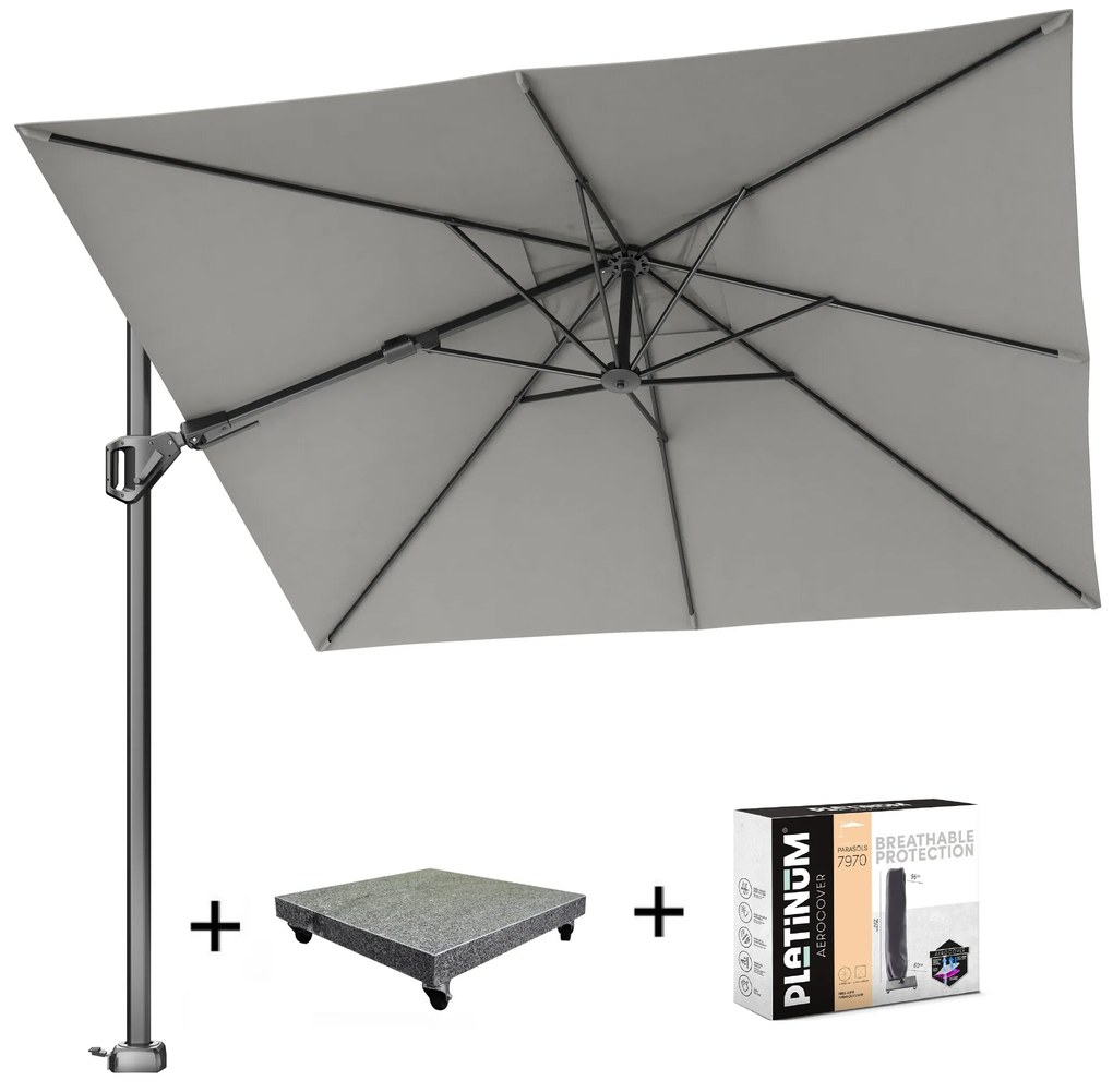 Voyager T2 zweefparasol 270x270 cm Manhattan met 90KG voet en hoes