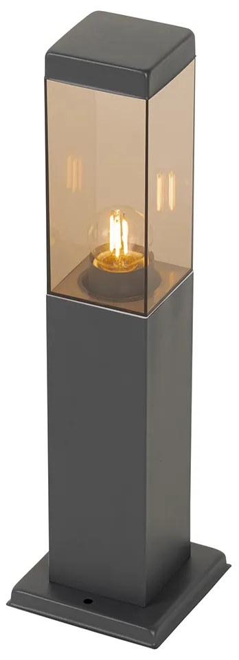 Moderne buitenlamp paal donkergrijs met smoke 45 cm - Malios