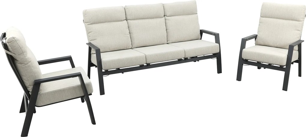 Lagos verstelbare 5-zits stoel-bank loungeset - Antraciet