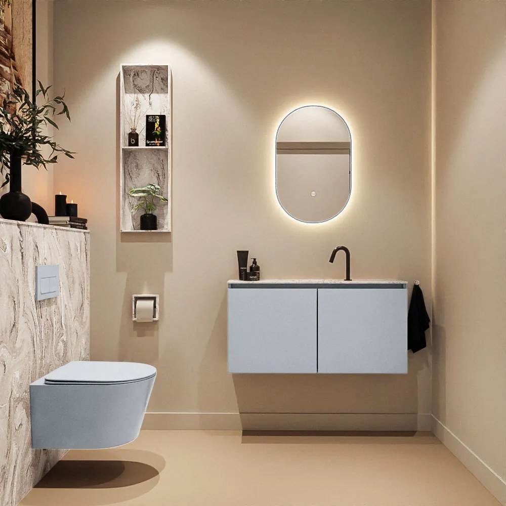 Mondiaz Ture DLux toiletmeubel 100cm clay met wastafel glace midden met kraangat