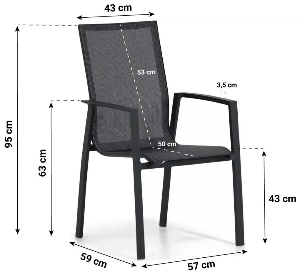 Tuinset 4 personen 160 cm Aluminium/textileen Grijs Lifestyle Garden Furniture Ultimate/Weston