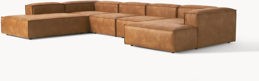 Modulaire U-bank Lennon van gerecycled leer