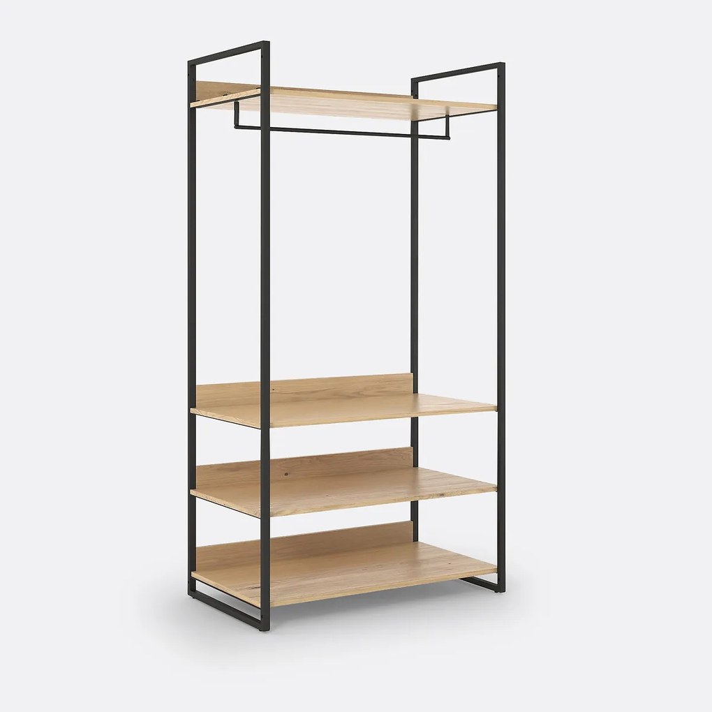 Grote module met 3 legplanken en 1 hangstaaf, HIBA