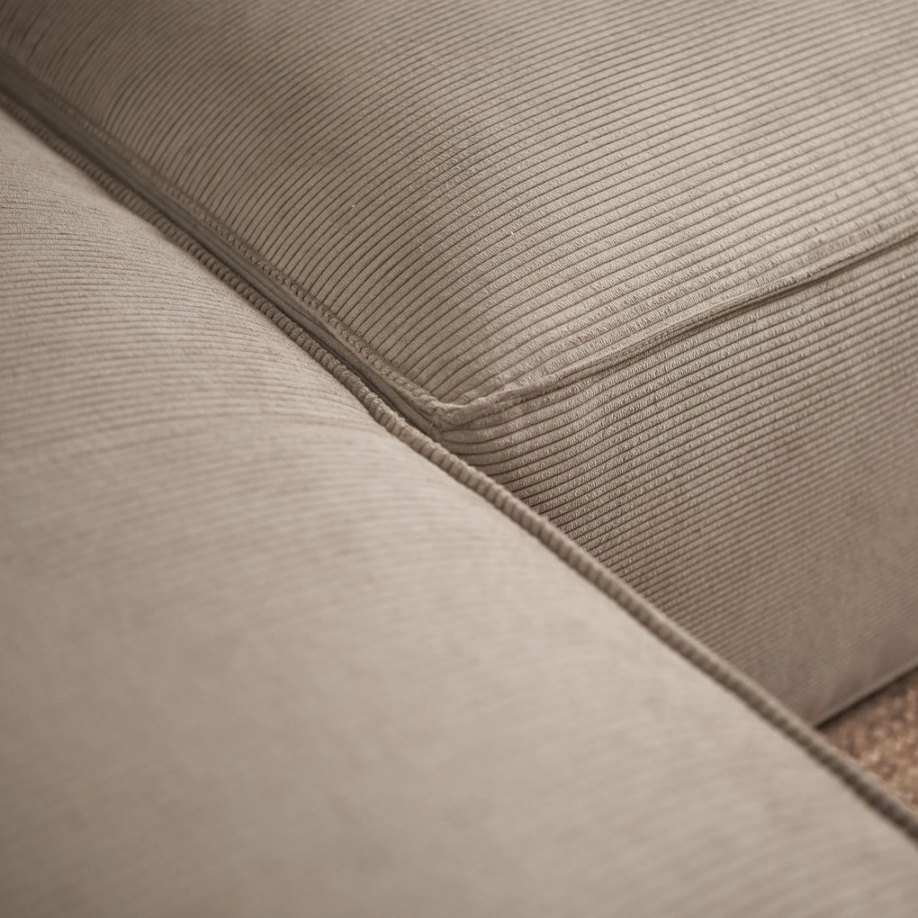 Beige Rib Bank Met Chaise Longue Links