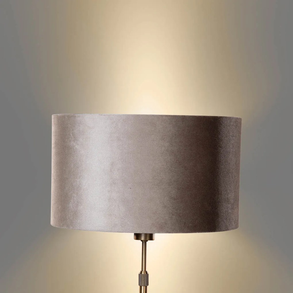 Tafellamp brons met velours kap taupe 35cm - Parte Modern, Klassiek / Antiek E27 rond Binnenverlichting Lamp