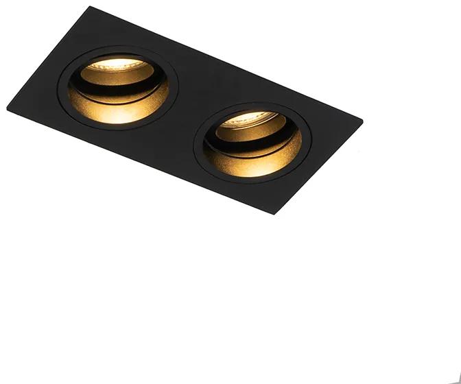 Vierkante inbouwspot zwart verstelbaar 2-lichts - Chuck Modern GU10 Binnenverlichting Lamp