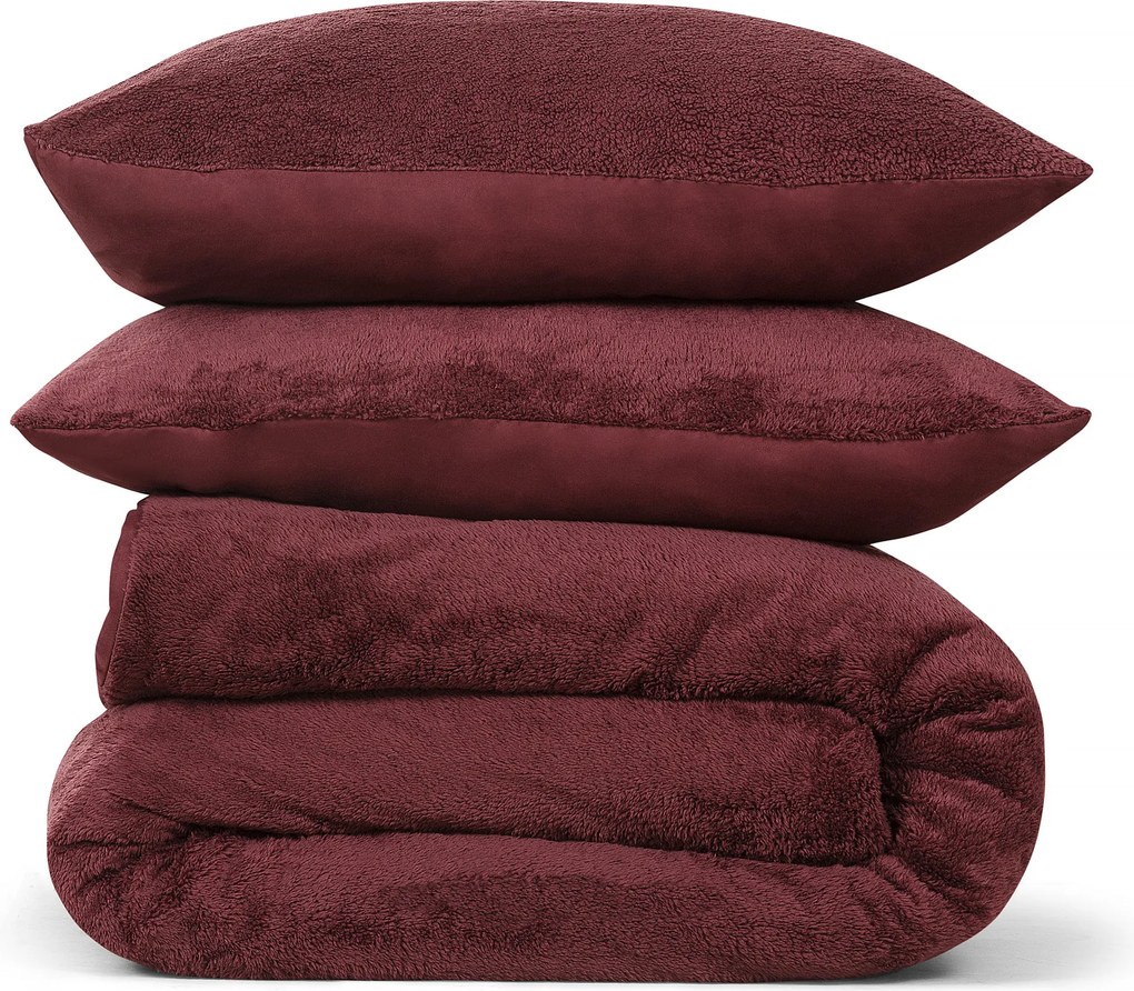 Dekbedovertrek Teddy Fleece– 100% zacht materiaal – 240×220 – bordeaux