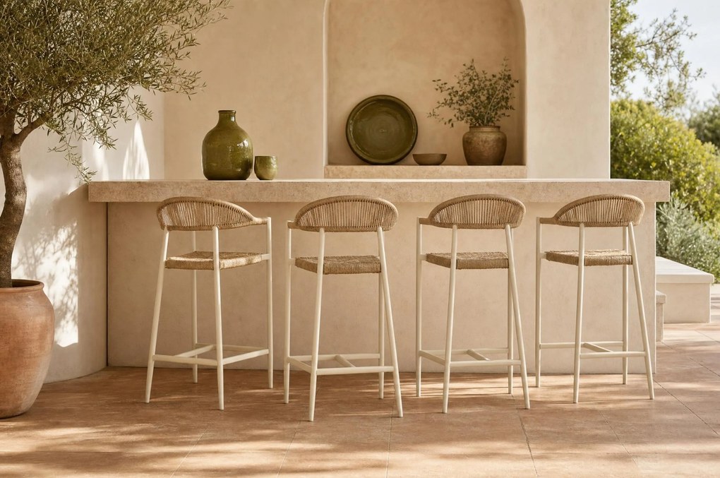 Barstoel Aluminium/rope Taupe-naturel-bruin De Laan Granada