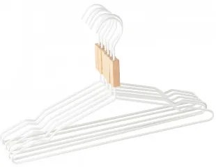 6-delige Set Houten En Stalen Hangers Säly Wit - Sklum