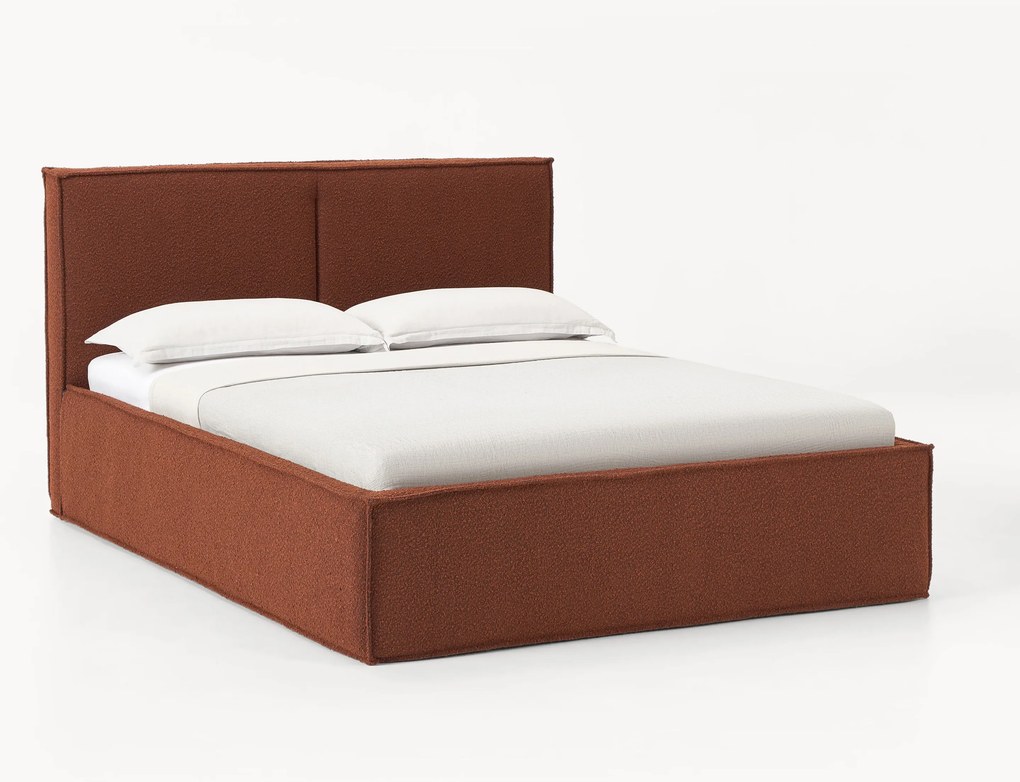 Gestoffeerd bouclé bed Dream met opbergruimte