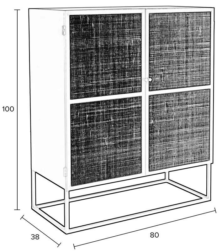 Rotan Kastje Zwart Japandi Stijl - 80x38x100cm.