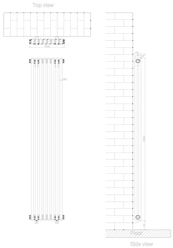 Eastbrook Rivassa 2 koloms radiator 40x180cm staal 1245W zwart mat