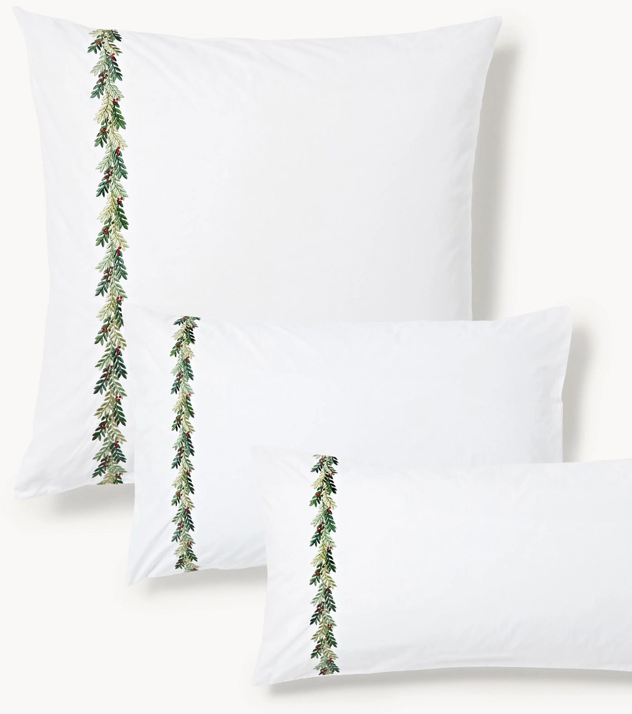 Katoenen kussensloop Evan met kerstborduurwerk