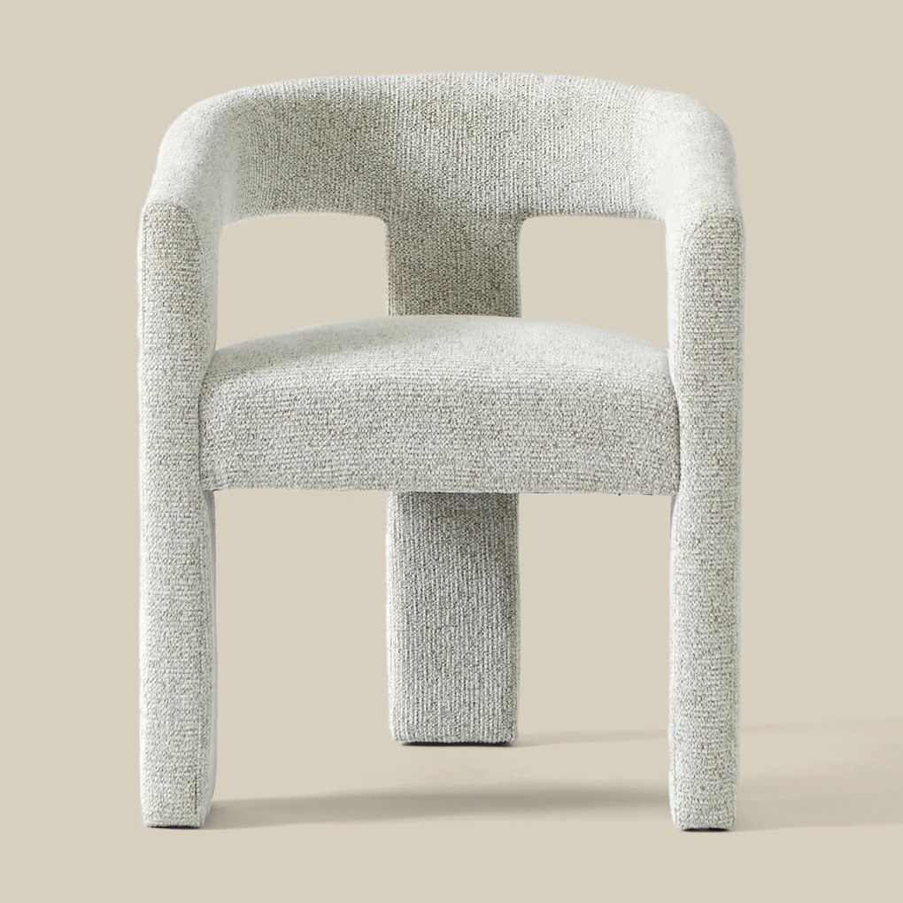 Design Eetkamerstoel Creme Volledig Stof