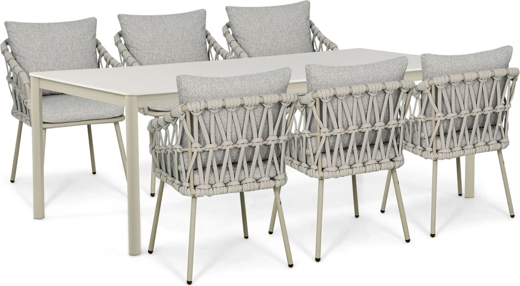Tuinset 6 personen 220 cm Rope Zand/Beige Coco Oliva/Como