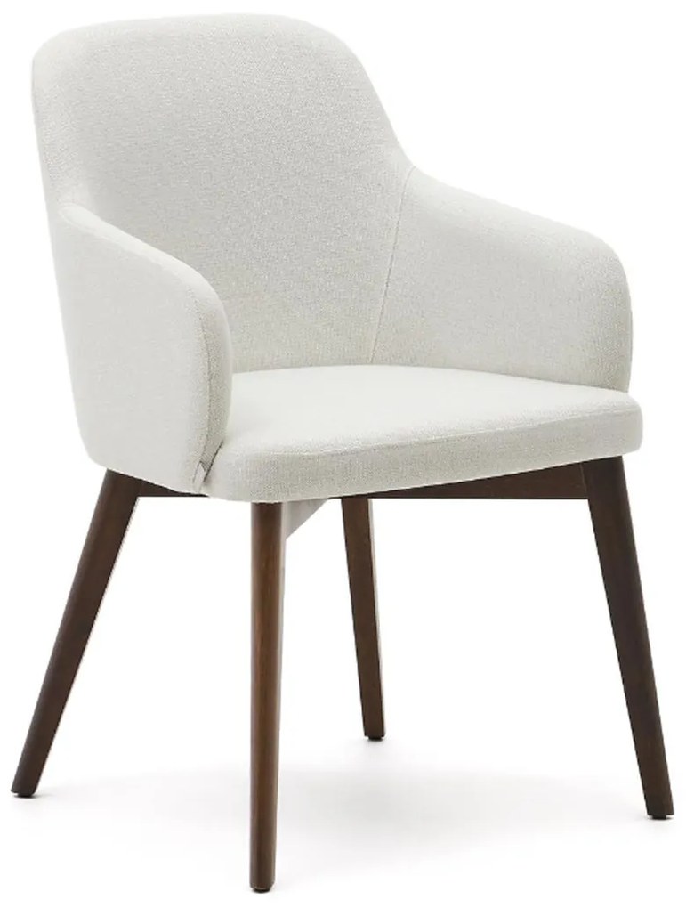 Kave Home Nelida Stoel Van Massief Beukenhout Walnoot Beige