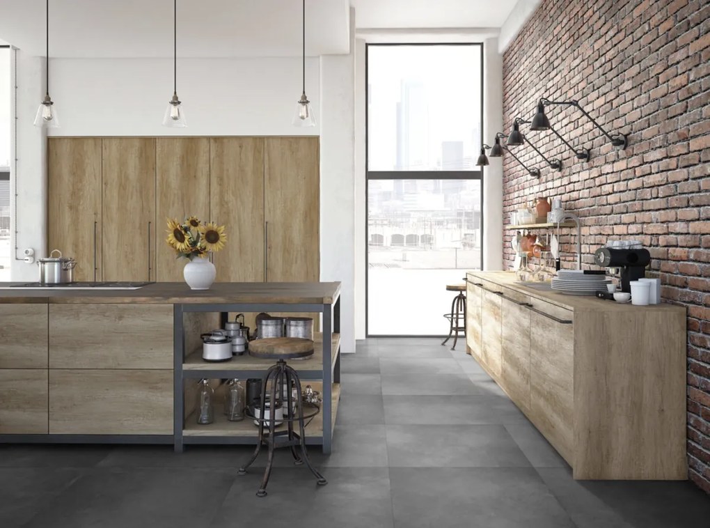 Vloertegel 60x120 Cm Betonlook Antraciet DC90