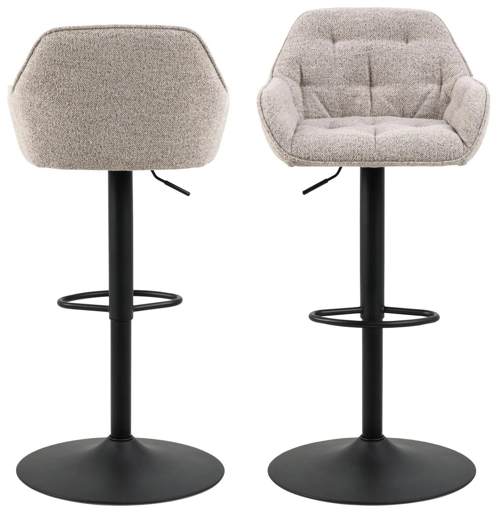 ELENA Beige Latte (stof Monza 60)/zwarte poot - TAPS TOELOPENDE GESTOFFEERDE BOUCLE BARSTOEL VOOR KEUKEN/WOONKAMER/RESTAURANT