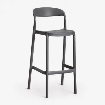 Stapelbare Hoge Kruk Van Polypropyleen Brenza Grijs – Grafiet & ↑75 Cm - Sklum