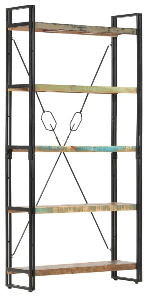 vidaXL Boekenkast met 5 schappen 90x30x180 cm massief gerecycled hout