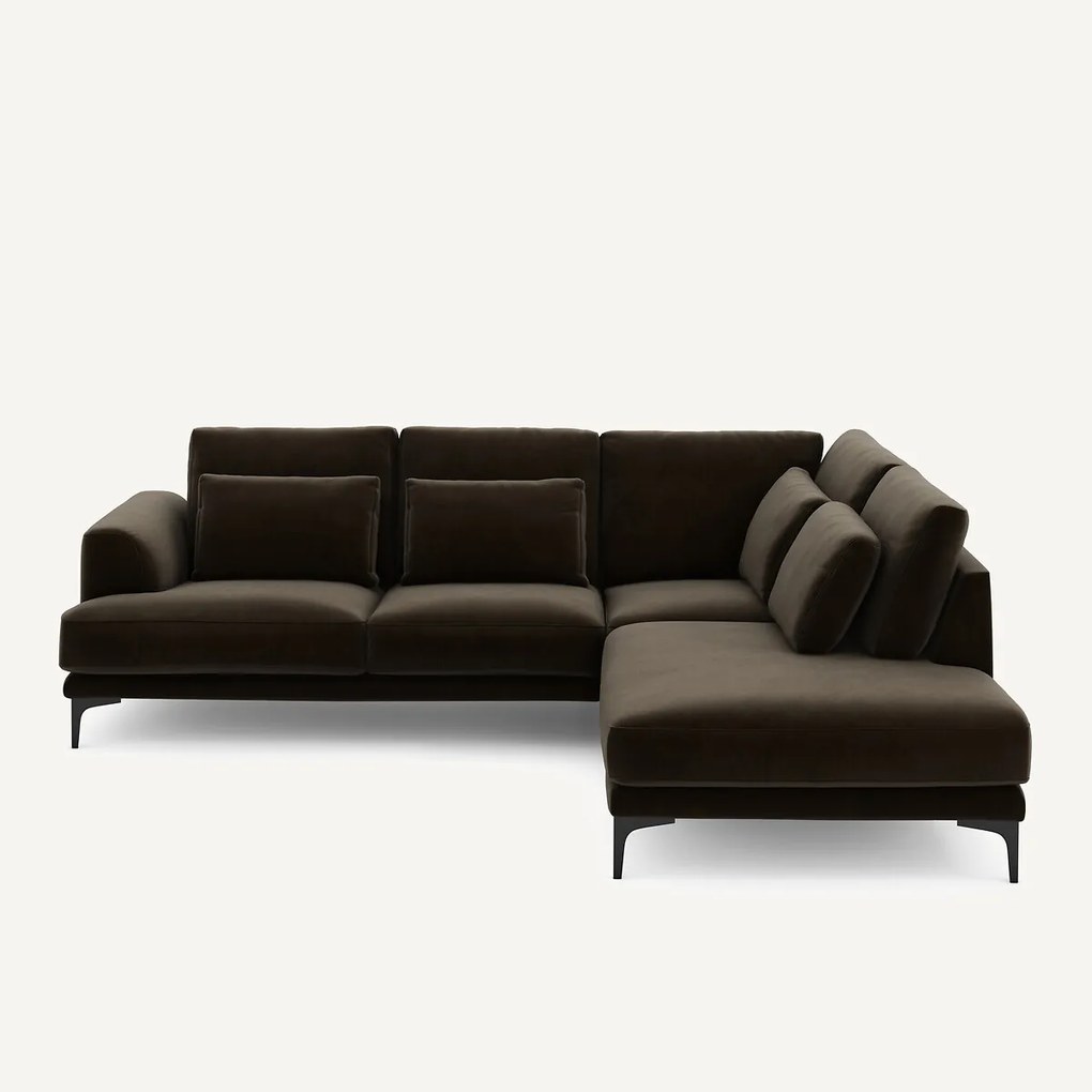 Rechtse hoekbank met leuning in fluweel, Marsile