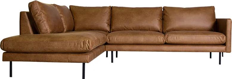Loungebank Violet chaise longue links | leer Colorado cognac 03 | 2,26 x 2,62 mtr breed