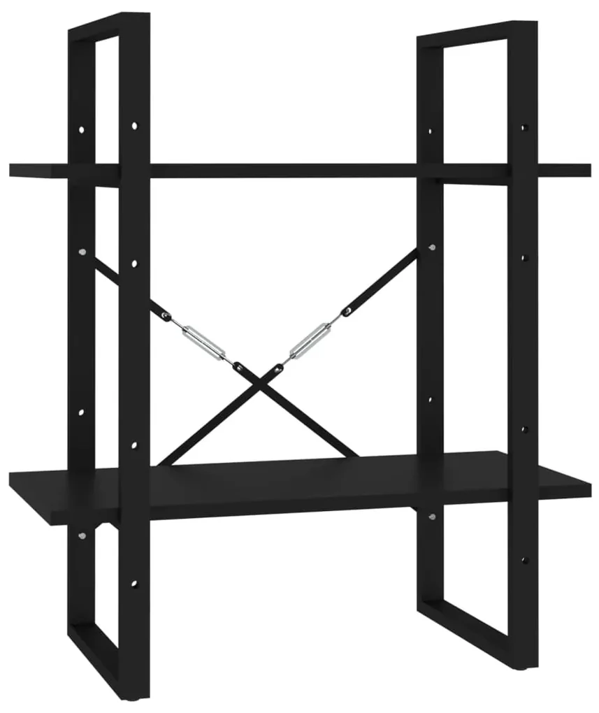 vidaXL Boekenkast met 2 schappen 60x30x70 cm spaanplaat zwart