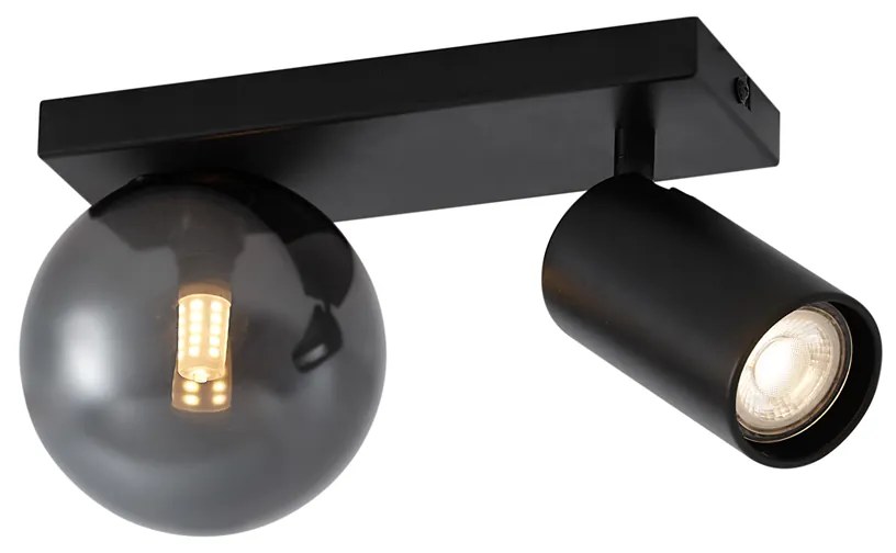 Moderne plafondlamp zwart 2-lichts kantelbaar - Lesly