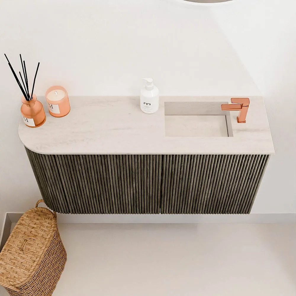 Mondiaz Joya DLux 80cm toiletmeubel ronding links shadow met wastafel faye rechts 1 kraangat meli