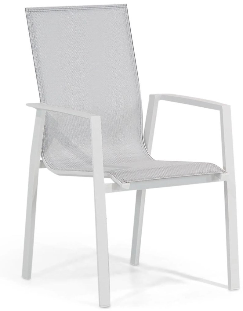 Tuinset Ronde Tuintafel 6 personen 160 cm Aluminium/textileen Wit Lifestyle Garden Furniture Ultimate/Wellington