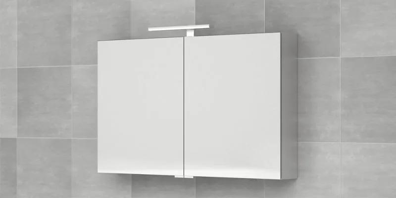 Bruynzeel spiegelkast 100 cm met 2 deuren aluminium