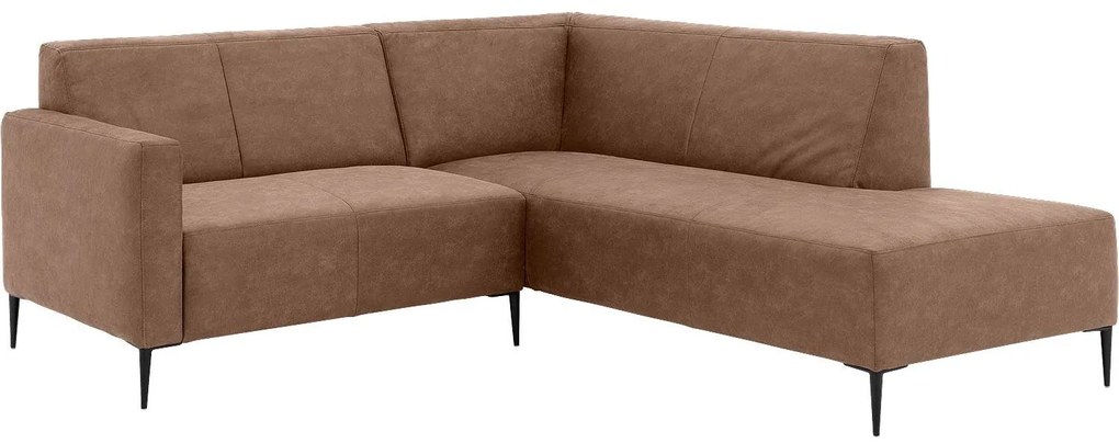 Goossens  Key West bruin, micro leer, 2-zits, modern design met ligelement rechts