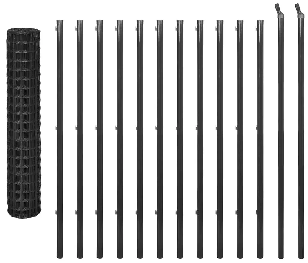 vidaXL Euro hek 25x1,5 m staal grijs