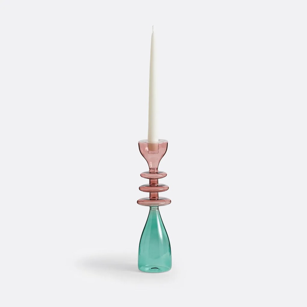 Kandelaar in glas H28,5 cm, Boamia