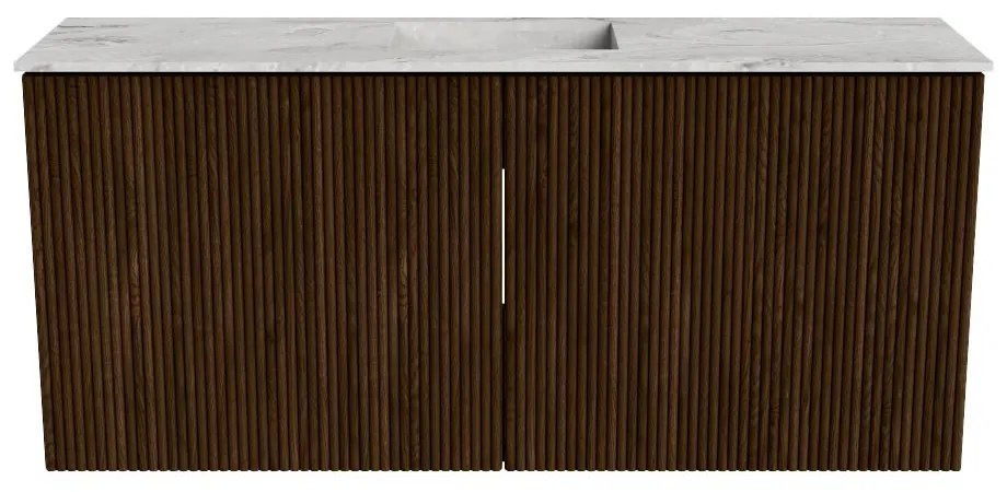 Mondiaz Joya DLux 90cm toiletmeubel walnut met wastafel faye midden 1 kraangat glace
