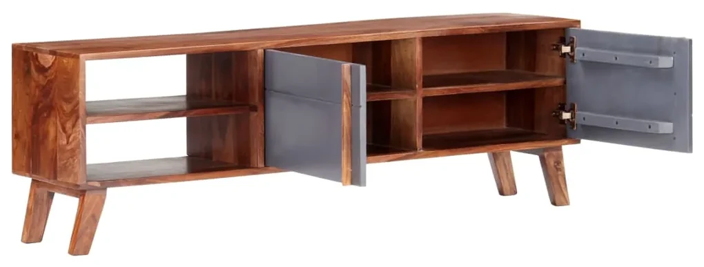 vidaXL Tv-meubel 140x30x45 cm massief sheeshamhout grijs