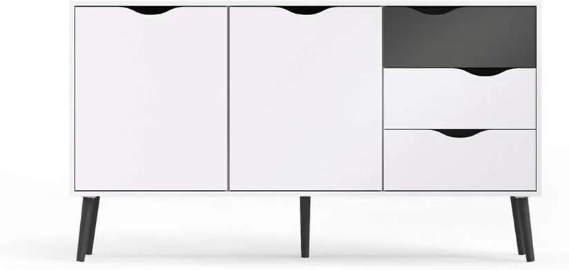 Dressoir Delta - wit/mat zwart - 81,7x147,2x39,1 cm - Leen Bakker