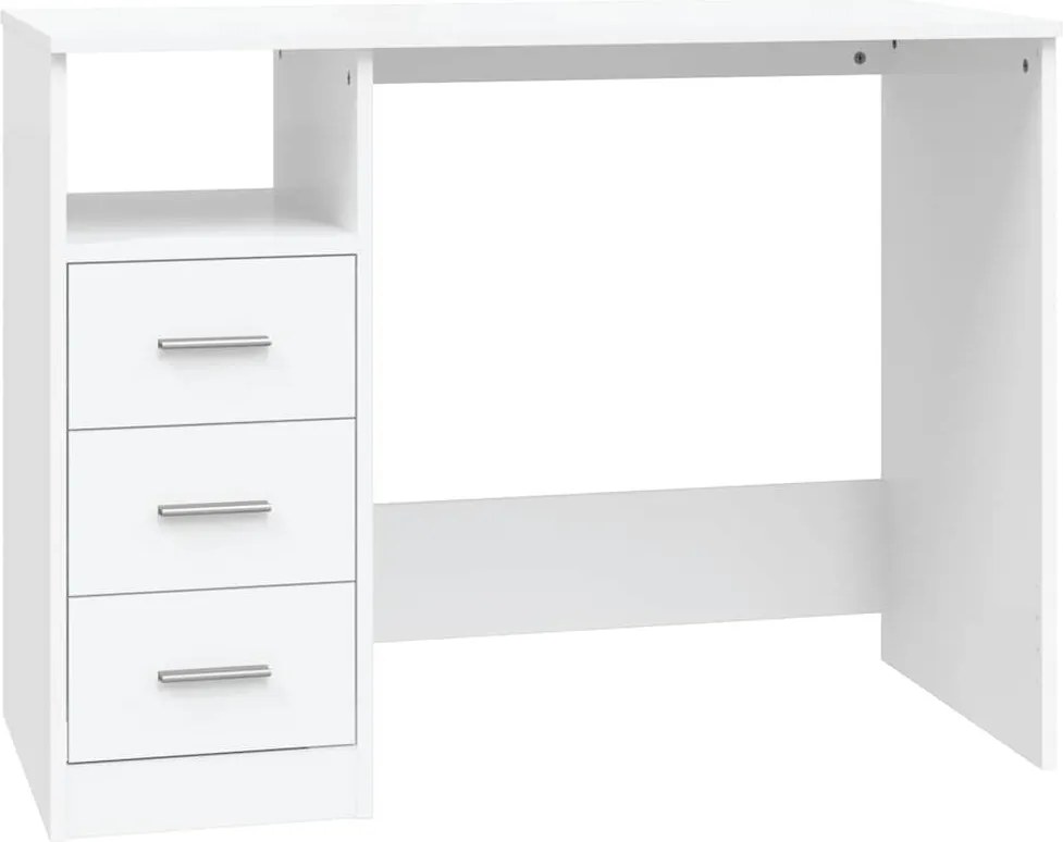 vidaXL Bureau met lades 102x50x76 cm bewerkt hout wit