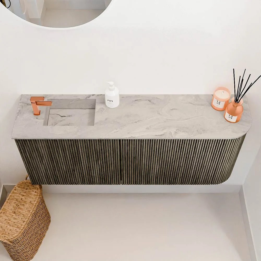 Mondiaz Joya DLux 100cm toiletmeubel ronding rechts shadow met wastafel faye links 1 kraangat glace