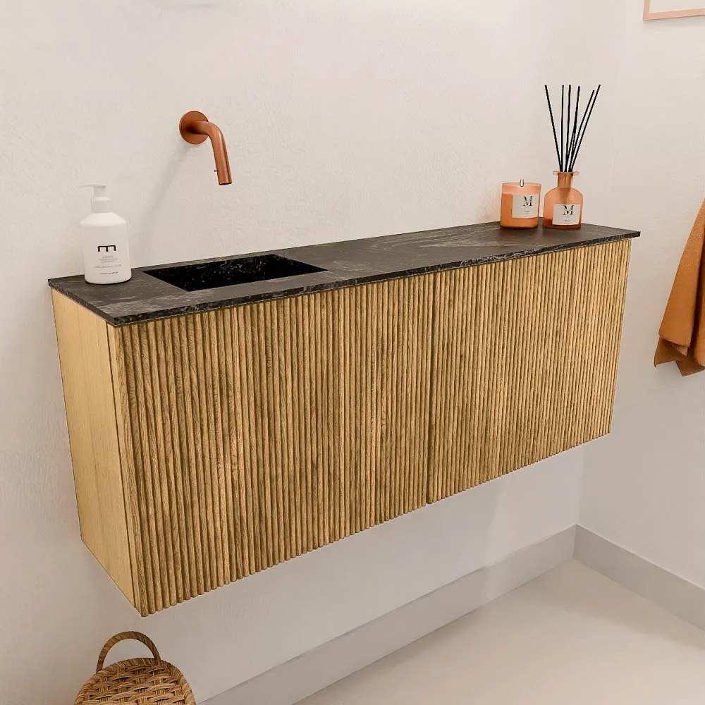 Mondiaz Joya DLux 100cm toiletmeubel oak met wastafel faye links zonder kraangat lava
