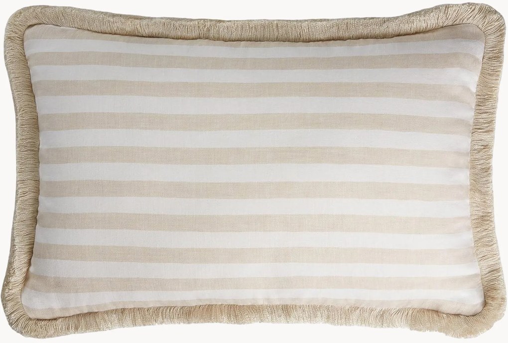 Handgemaakt linnen gestreept kussen Happy Pillow