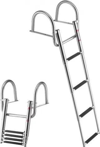 VEVOR Uitschuifbare bootladder, zwemtrap met 4 treden, antislip pedaal en leuning, drijvende dekladder met een draagvermogen van 272 kg voor toegang tot de achterzijde van de boot, roestvrijstalen telescopische ladder voor boten, steigers, pontons en zwem