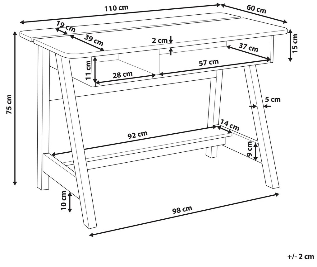 Bureau lichte houtkleur/wit 110x60 cm JACKSON Beliani