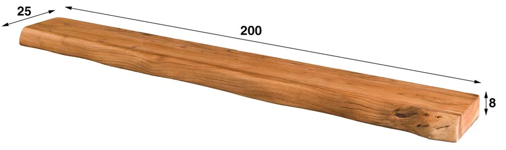 Boomstam Wandplank 200 Cm - 200x25x8cm.