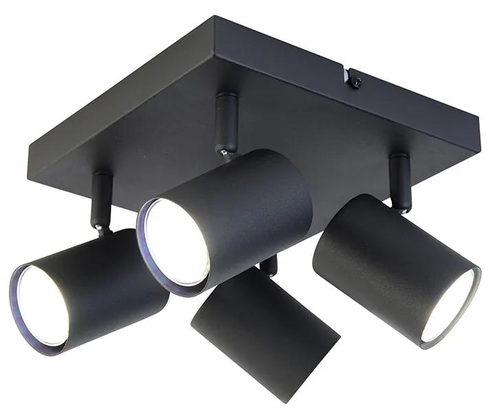 Smart plafondlamp met dimmer zwart vierkant incl. 4 Wifi GU10 - Jeana Modern GU10 Binnenverlichting Lamp